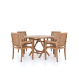 Teak Set 120cm Sunshine Round Folding Table with 4 Henley Stacking Chairs Teak Set 120cm Sunshine Round Folding Table with 4 Henley Stacking Chairs