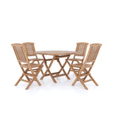 Teak Set 120cm Spiral Folding Table with 4 Folding Chairs Teak Set 120cm Spiral Folding Table with 4 Folding Chairs