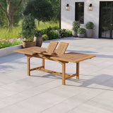 Teak Rectangle 180-240cm Extending Table 4cm Top (8 Oxford Stacking Chairs) Cushions included- Premium Teak Outdoor Furniture Collection Teak Rectangle 180-240cm Extending Table 4cm Top (8 Oxford Stacking Chairs) Cushions included- Premium Teak Outdoor Furniture Collection