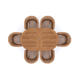 Teak Set Oval 180-240cm Extending Table 4cm Top (6 San Francisco Chairs) Cushions included. Teak Set Oval 180-240cm Extending Table 4cm Top (6 San Francisco Chairs) Cushions included.