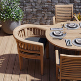 Teak 180-240cm Oval Extending Table 4cm Top (6 Oxford Stacking Chairs 2 San Francisco Chairs) Cushions included. Teak 180-240cm Oval Extending Table 4cm Top (6 Oxford Stacking Chairs 2 San Francisco Chairs) Cushions included.