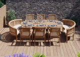 Teak 180-240cm Oval Extending Table 4cm Top (6 Henley Stacking Chairs 2 San Francisco Benches) Cushions included. Teak 180-240cm Oval Extending Table 4cm Top (6 Henley Stacking Chairs 2 San Francisco Benches) Cushions included.