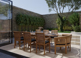 Teak 180-240cm Oval Extending Table 4cm Top (6 Oxford Stacking Chairs 2 San Francisco Benches) Cushions included – Timeless Teak Outdoor Dining Set Teak 180-240cm Oval Extending Table 4cm Top (6 Oxford Stacking Chairs 2 San Francisco Benches) Cushions included – Timeless Teak Outdoor Dining Set