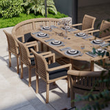 Teak 180-240cm Oval Extending Table 4cm Top (6 Oxford Stacking Chairs 2 San Francisco Benches) Cushions included – Timeless Teak Outdoor Dining Set Teak 180-240cm Oval Extending Table 4cm Top (6 Oxford Stacking Chairs 2 San Francisco Benches) Cushions included – Timeless Teak Outdoor Dining Set