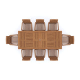 Teak Rectangle 180-240cm Extending Table 4cm Top (8 Oxford Stacking Chairs) Cushions included Teak Rectangle 180-240cm Extending Table 4cm Top (8 Oxford Stacking Chairs) Cushions included
