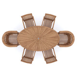 Teak Set 2m Sunshine Oval table 4cm Top (with 4 Henley Stacking Chairs, 2 San Francisco Chairs) Cushions included. Teak Set 2m Sunshine Oval table 4cm Top (with 4 Henley Stacking Chairs, 2 San Francisco Chairs) Cushions included.