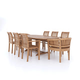 Teak 180-240cm Oval Extending Table 4cm Top (6 Oxford Stacking Chairs 2 San Francisco Chairs) Cushions included. Teak 180-240cm Oval Extending Table 4cm Top (6 Oxford Stacking Chairs 2 San Francisco Chairs) Cushions included.