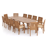 Giant Teak Oval Set 200cm-300cm Extending Table with 12 Henley Stacking Chairs Giant Teak Oval Set 200cm-300cm Extending Table with 12 Henley Stacking Chairs