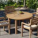 Teak Set 120cm Maximus Round Fixed Table, 4cm Top (4 x Marlow Stacking Chairs) Cushions included. Teak Set 120cm Maximus Round Fixed Table, 4cm Top (4 x Marlow Stacking Chairs) Cushions included.