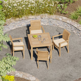 Teak Set 90cm Square Table with 4 Oxford Chairs (Cushions Included) Teak Set 90cm Square Table with 4 Oxford Chairs (Cushions Included)