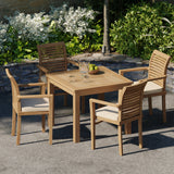 Teak Set 90cm Square Table with 4 Oxford Chairs (Cushions Included) Teak Set 90cm Square Table with 4 Oxford Chairs (Cushions Included)
