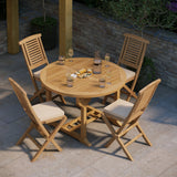 Teak Round To Oval 120-170cm Extending Table 4cm Top (4 folding Hampton Chairs) cushions included. Teak Round To Oval 120-170cm Extending Table 4cm Top (4 folding Hampton Chairs) cushions included.