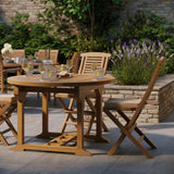 Teak Round To Oval 120-170cm Extending Table 4cm Top (4 folding Hampton Chairs) cushions included. Teak Round To Oval 120-170cm Extending Table 4cm Top (4 folding Hampton Chairs) cushions included.