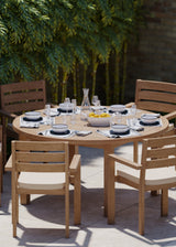 Luxor 150cm Round Table 4cm Top (6 Marlow Stacking Chairs) Cushions included. Luxor 150cm Round Table 4cm Top (6 Marlow Stacking Chairs) Cushions included.