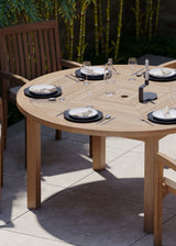 Luxor 150cm Round Table 4cm Top (6 Henley Stacking Chairs) Cushions included. Luxor 150cm Round Table 4cm Top (6 Henley Stacking Chairs) Cushions included.