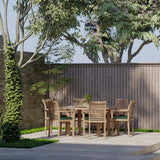 Teak Set 150cm Maximus Round Table, 4cm Top (6 Oxford Stacking Chairs) Cushions included. Teak Set 150cm Maximus Round Table, 4cm Top (6 Oxford Stacking Chairs) Cushions included.