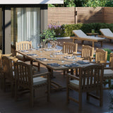 Teak 2–3m Rectangle Extending Table 4cm Top (10 Warwick Chairs) Cushions Included – Premium Teak Outdoor Dining Set Teak 2–3m Rectangle Extending Table 4cm Top (10 Warwick Chairs) Cushions Included – Premium Teak Outdoor Dining Set