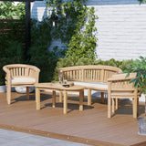 Teak San Francisco Bench Set (1 x Bench, 2 x Chair, 1 x Coffee Table) Free Cushions. Teak San Francisco Bench Set (1 x Bench, 2 x Chair, 1 x Coffee Table) Free Cushions.