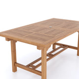 Teak Rectangle 180-240cm Extending Table 4cm Top (8 Oxford Stacking Chairs) Cushions included Teak Rectangle 180-240cm Extending Table 4cm Top (8 Oxford Stacking Chairs) Cushions included