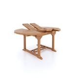 Teak Round To Oval 120-170cm Extending Table 4cm Top (4 folding Hampton Chairs) cushions included. Teak Round To Oval 120-170cm Extending Table 4cm Top (4 folding Hampton Chairs) cushions included.