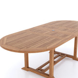 Teak Set Oval 2-3m Extending Table 4cm Top (8 San Francisco Chairs) Cushions included. Teak Set Oval 2-3m Extending Table 4cm Top (8 San Francisco Chairs) Cushions included.