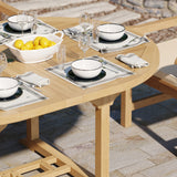 Teak Round to Oval 120–170cm Extending Table, 4cm Top with 6 Warwick Chairs, Free Cushions: Minimalist Dining Set with Premium Construction Teak Round to Oval 120–170cm Extending Table, 4cm Top with 6 Warwick Chairs, Free Cushions: Minimalist Dining Set with Premium Construction