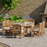 Teak Round to Oval 120–170cm Extending Table, 4cm Top with 6 Warwick Chairs, Free Cushions: Minimalist Dining Set with Premium Construction Teak Round to Oval 120–170cm Extending Table, 4cm Top with 6 Warwick Chairs, Free Cushions: Minimalist Dining Set with Premium Construction