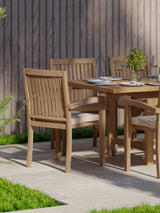 Teak Rectangle 180-240cm Extending Table 4cm Top (8 Henley Stacking Chairs) Cushions included. Teak Rectangle 180-240cm Extending Table 4cm Top (8 Henley Stacking Chairs) Cushions included.