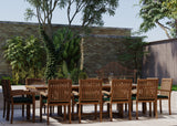 Giant Teak Set 200-300cm Rectangle Extending Table 4cm Top (12 Henley Stacking Chairs) Cushions included. Giant Teak Set 200-300cm Rectangle Extending Table 4cm Top (12 Henley Stacking Chairs) Cushions included.