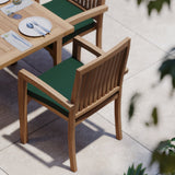 Giant Teak Set 200-300cm Rectangle Extending Table 4cm Top (12 Henley Stacking Chairs) Cushions included. Giant Teak Set 200-300cm Rectangle Extending Table 4cm Top (12 Henley Stacking Chairs) Cushions included.