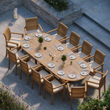 Giant Teak Oval Set 2-3m Extending Table 4cm Top (12 Oxford Stacking Chairs) Free Cushions. Giant Teak Oval Set 2-3m Extending Table 4cm Top (12 Oxford Stacking Chairs) Free Cushions.