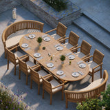 Teak Oval 2-3m Extending Table 4cm Top (8 Oxford Stacking Chairs 2 San Francisco Benches) Free Cushions. Teak Oval 2-3m Extending Table 4cm Top (8 Oxford Stacking Chairs 2 San Francisco Benches) Free Cushions.