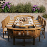 Teak 2-3m Oval Extending Table 4cm Top (8 Henley Stacking Chairs 2 San Francisco Benches) Free Cushions – Luxury Teak Dining Set Teak 2-3m Oval Extending Table 4cm Top (8 Henley Stacking Chairs 2 San Francisco Benches) Free Cushions – Luxury Teak Dining Set