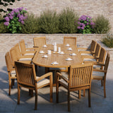 Giant Teak Oval Set 200cm-300cm Extending Table with 12 Henley Stacking Chairs Giant Teak Oval Set 200cm-300cm Extending Table with 12 Henley Stacking Chairs