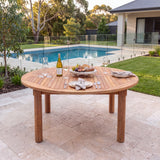 180cm Round Maximus Teak Table with 4cm Table Top: Timeless Outdoor Table – Australian outdoor lifestyle setting