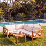 Amalfi Corner Teak Sofa Set - Premium Teak Garden Furniture Set – Australian outdoor lifestyle setting