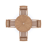 Teak Set 120cm Sunshine Round Folding Table with 4 Henley Stacking Chairs
