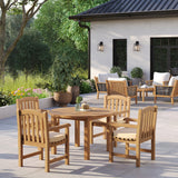 Teak Set 120cm Maximus Round Fixed Table With 4 Warwick Teak Chairs - Teak Garden Dining Set