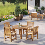Teak Set 120cm Maximus Round Fixed Table With 4 Warwick Teak Chairs - Teak Garden Dining Set