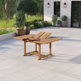 Teak Square to Rectangle 120–170cm Extending Table 4cm Top (6 Henley Stacking Chairs) – Premium Teak Outdoor Dining Set