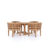 Teak Set 120-170cm Round to oval Table 4cm Top (4 teak San Francisco Chairs) cushions included.