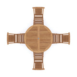 Teak Round To Oval 120-170cm Extending Table 4cm Top (4 folding Hampton Chairs) cushions included.