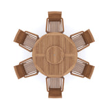 Teak Set 150cm Maximus Round Table, 4cm Top (6 Oxford Stacking Chairs) Cushions included.