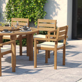 Teak Set 150cm Maximus Round Table with 6 Marlow Stacking Chairs – Teak Garden Dining Set
