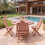 Teak Set 120cm Spiral Folding Table with 4 Folding Chairs: Compact Outdoor Dining Set with Folding Design – Australian outdoor lifestyle setting