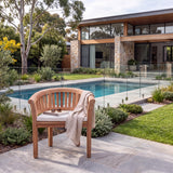2 x Teak San Francisco Chairs with Cushions - Solid Outdoor Lounge Chairs – Australian outdoor lifestyle setting