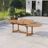 Giant Teak Oval Set 2-3m Extending Table 4cm Top (12 Oxford Stacking Chairs) Free Cushions: Designed For Grand Outdoor Entertaining
