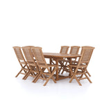 Teak Oval 180-240cm Extending Table 4cm Top (8 Hampton Chairs) Cushions included.