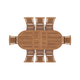 Teak Oval 180-240cm Extending Table 4cm Top (8 Hampton Chairs) Cushions included.