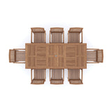 Teak Rectangle 180-240cm Extending Table 4cm Top (8 Henley Stacking Chairs) Cushions included.